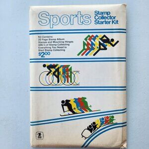 New Sports Stamp Collecting Kit Stamps Album book VINTAGE from the USPS United S